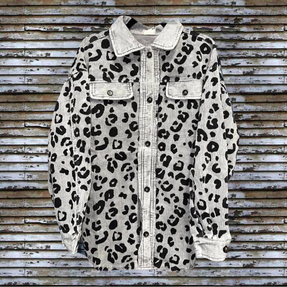 Bibi Corduroy Cheetah Shacket